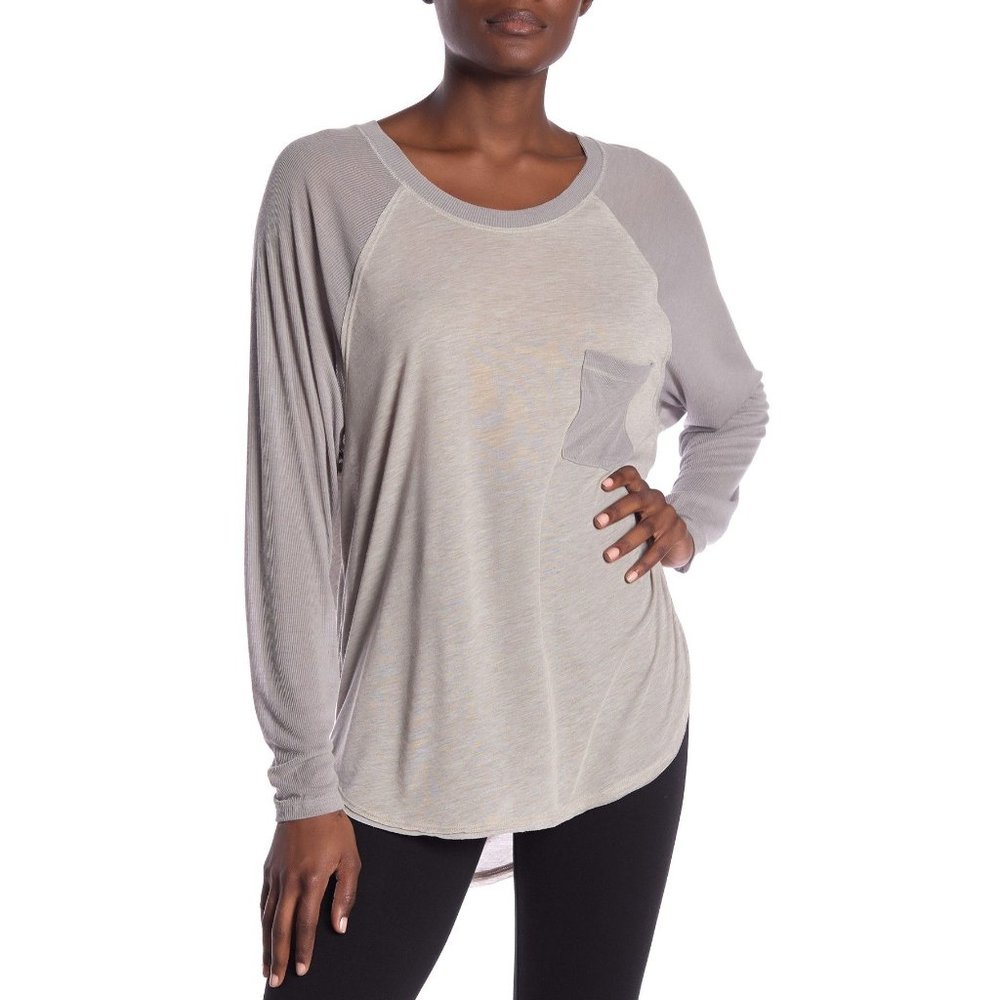 Free People Gray Long Sleeve Tee
